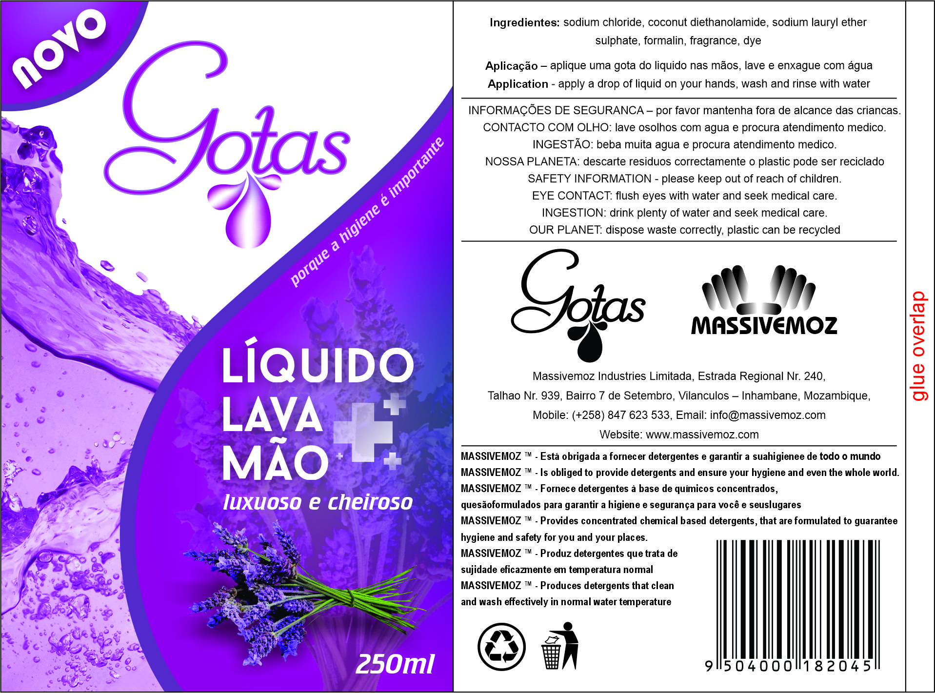Gotas Líquido Lava Mão — Lavender (Massivemoz)