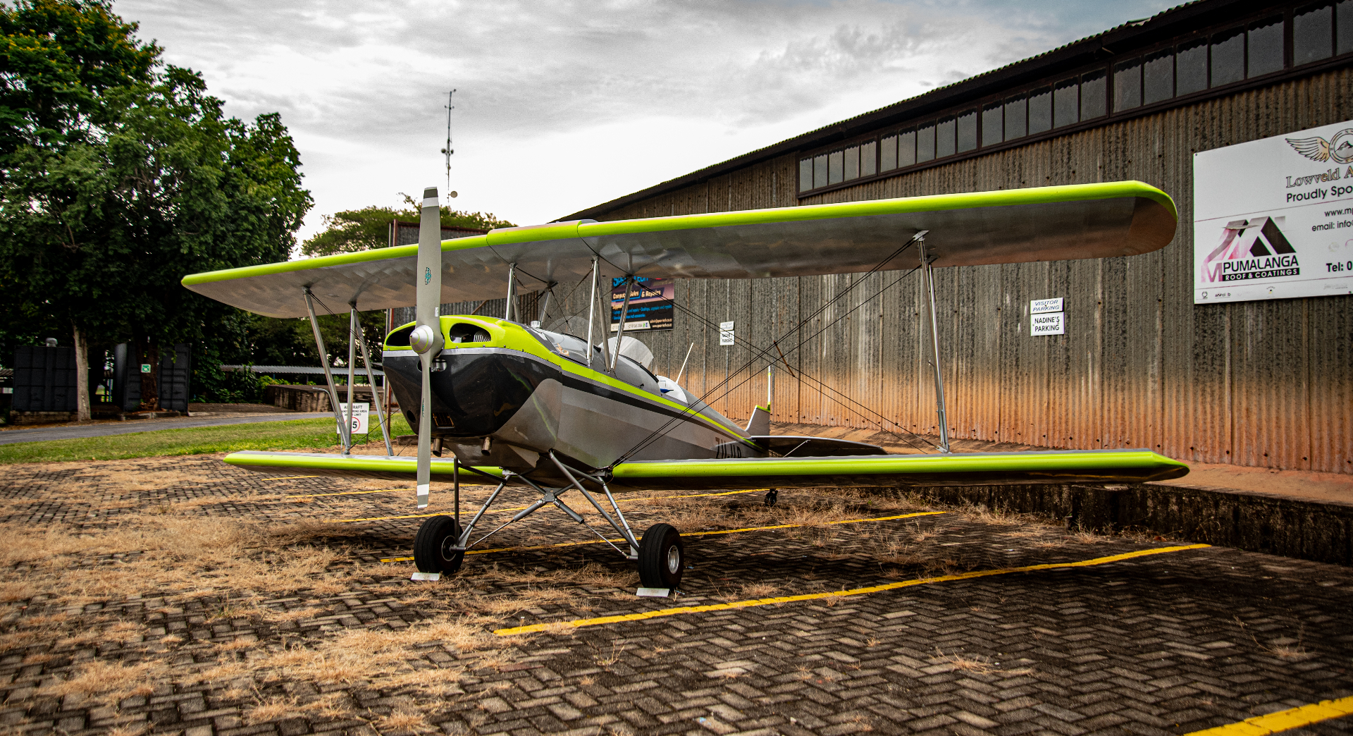 Rinus Aviation — Green Biplane at Lowveld Airfield