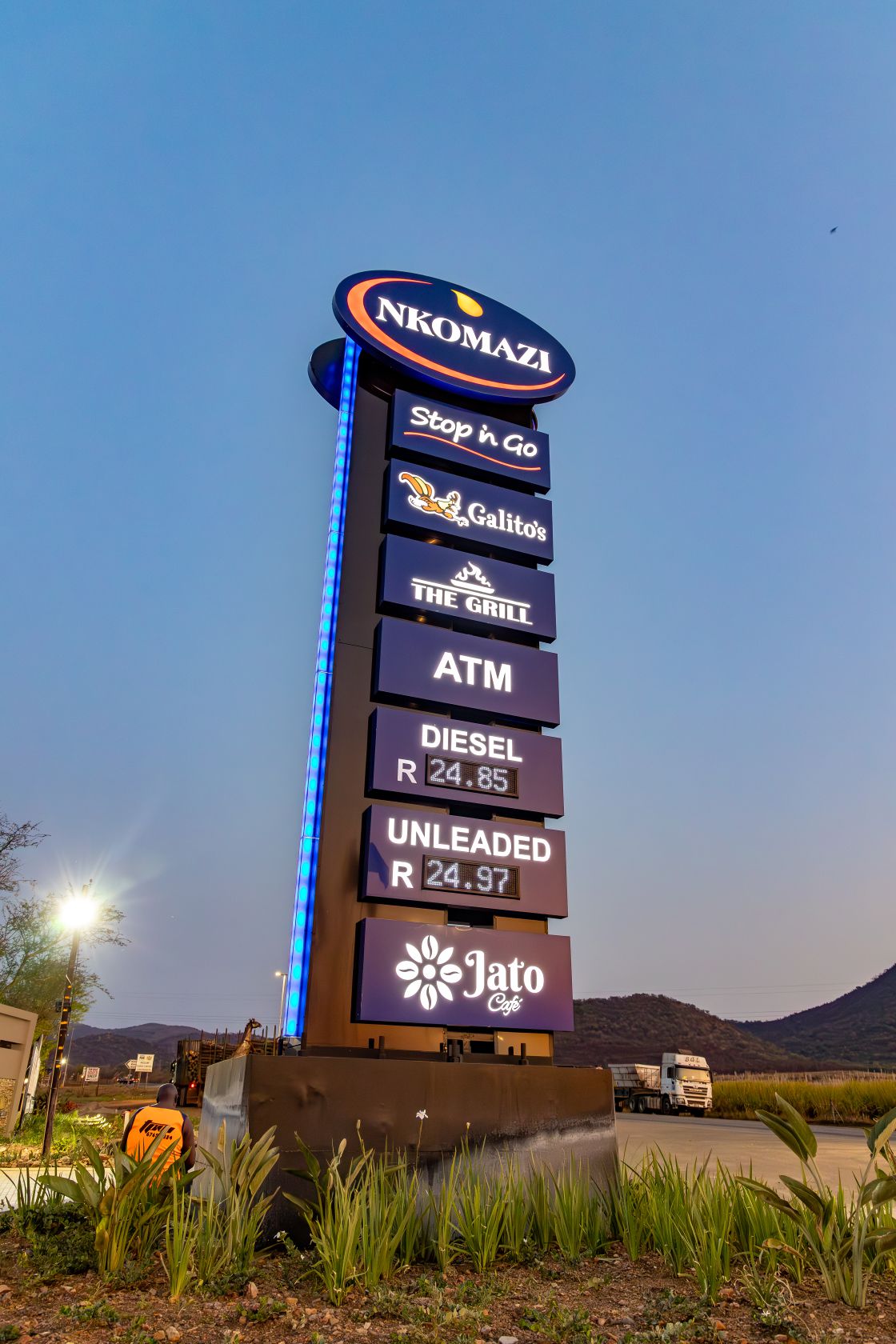 Nkomazi — Illuminated Pylon Close-Up